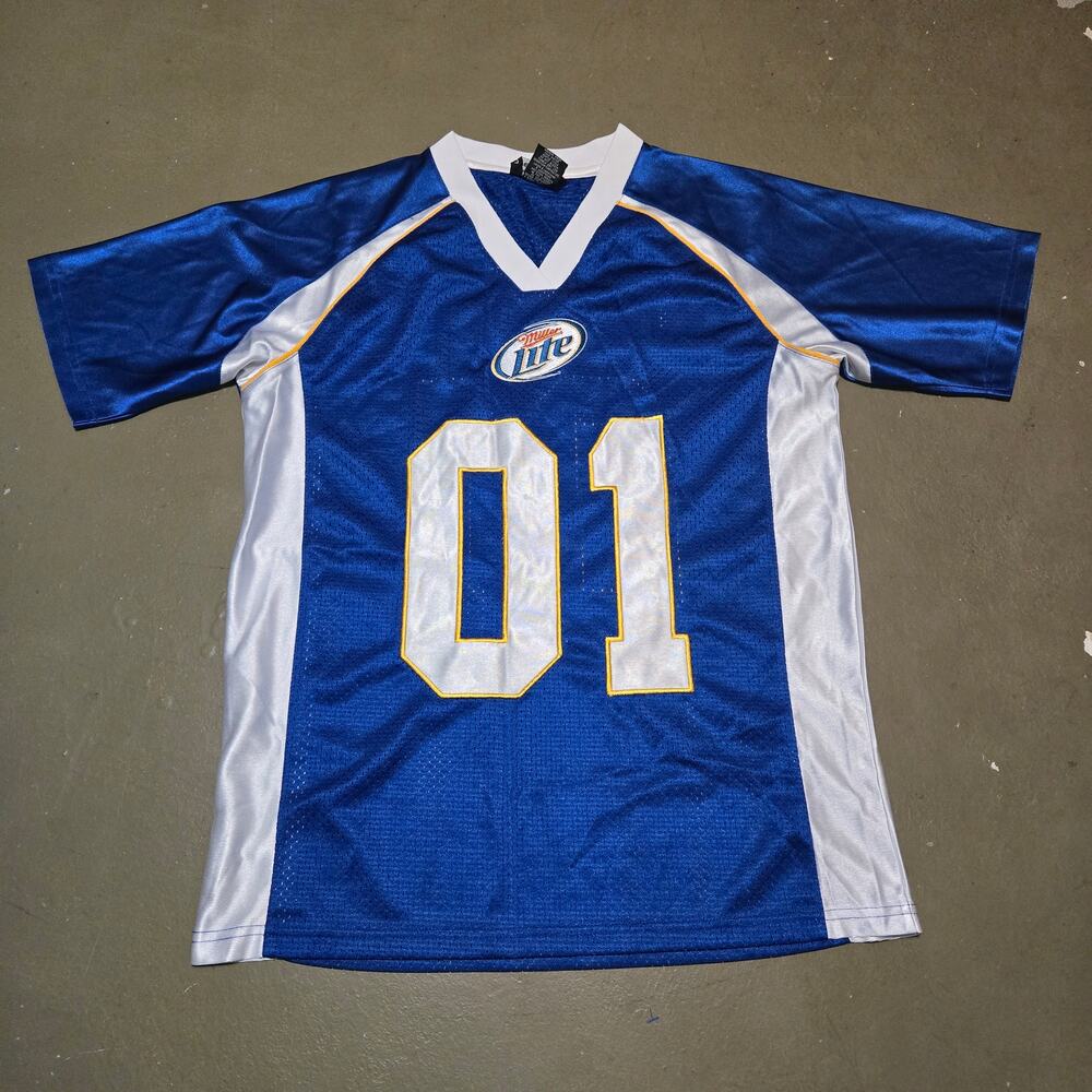 LevelWear Miller Lite Short Sleeve Blue #01 Football Jersey Size Medium